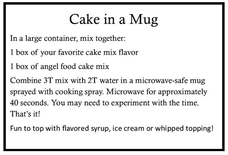 Cake in a Mug Recipe for Kids! Gifts and Grace
